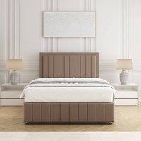 BSSPOKE Sophia Divan Bed Set Plush Velvet 54Headboard Mattress & No Drawers in Taupe | Size: King