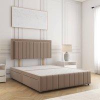 BSSPOKE Sophia Divan Bed Plush 24Headboard & 2Drawers Footend No Mattress in Taupe | Size: Small Double