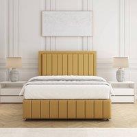 BSSPOKE Sophia Divan Bed Set Plush Velvet 54Headboard Mattress & No Drawers in Mustard | Size: Single