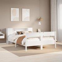 Berkfield Home Bookcase Bed Frame White 150x200 cm King Size Solid Wood Pine | Size: Small Double