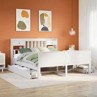 Berkfield Home Bookcase Bed Frame White 120x190 cm Small Double Solid Wood Pine | Size: Super King