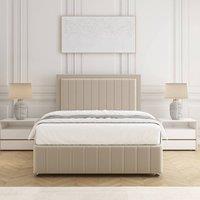BSSPOKE Sophia Divan Bed Set Plush Velvet 54Headboard Mattress & No Drawers in Cream | Size: Small Double