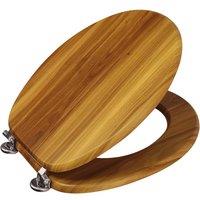 Showerdrape Oxford Mahogany Wooden Toilet Seat with Chrome Hinges in Light Brown