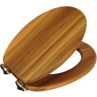 Showerdrape Norfolk Soft Close Beech Wooden Toilet Seat With Chrome Hinges in Light Brown