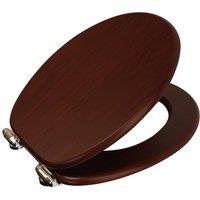 Showerdrape Norfolk Soft Close Beech Wooden Toilet Seat With Chrome Hinges in Dark Brown
