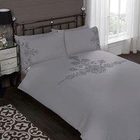 Rapport Home Amelie Polycotton Duvet Cover Set with Pillowcase in Grey | Size: Super King