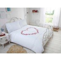 Rapport Home Hearts Design Polycotton Duvet Cover Set With Pillowcase in White | Size: Super King