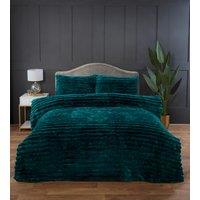 Rapport Home Chunky Ribbed Fur Polyester Soft & Cozy Duvet Cover Set With Pillowcase in Green | Size: King