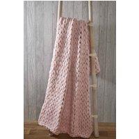 Rapport Home Cable Knit Polyester Throw (120x150 cm) in Dusty Pink | Size: 120 cm x 150 cm