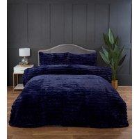Rapport Home Chunky Ribbed Fur Polyester Soft & Cozy Duvet Cover Set With Pillowcase in Blue | Size: King