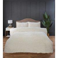 Rapport Home Chunky Ribbed Fur Polyester Soft & Cozy Duvet Cover Set With Pillowcase in White | Size: King