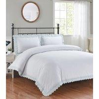Rapport Home Elise Embroidered Floral Polyester Duvet Cover Set with Pillowcase in White | Size: King