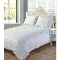 Rapport Home Sophie Polycotton Duvet Cover Set With Pillowcase in White | Size: Super King