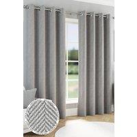 Enhanced Living 'Chester' Grey Herringbone Jacquard Eyelet Blackout Curtains Pair | Size: 168 cm width x 183 cm drop