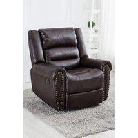 More4Homes Denver Bonded Leather Manual Recliner Stud Sofa Home Lounge Chair in Brown