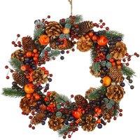 Dibor 40cm Harvest Fruits Xmas Decor Front Door Wreath Christmas Wreath