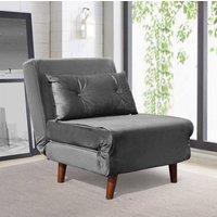 Comfy Living Ltd Plush Velvet Fabric Armchair Sleeper Chair Chaise Pull Out in Grey