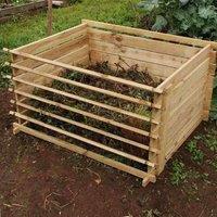 Primrose 718L Outdoor Easy Load Slatted Wooden Composter Large Natural Compost Bin in Beige