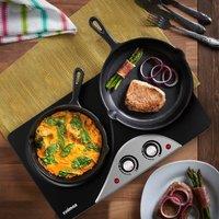 Cusimax Powerful Double Burner Electric Hot Plate 2100W in Black