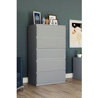 Home Discount Vida Designs Glinton 'HIGH GLOSS 5 Drawer Chest of Drawers' Storage Bedroom Furniture in Grey