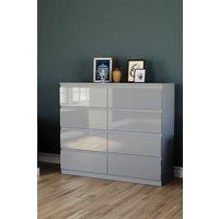 Home Discount Vida Designs Glinton Gloss 8 Drawer Chest of Drawers Storage Bedroom Furniture in Grey