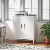 HOMCOM Metal Storage Cabinet with Lock for Home Office, Garage, Study in White