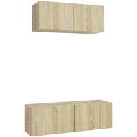Berkfield Home 2 Piece TV Cabinet Set Sonoma Oak Engineered Wood in Light Tan