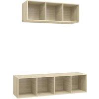 Berkfield Home 2 Piece TV Cabinet Set Sonoma Oak Engineered Wood in Light Oak