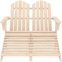 Berkfield Home 2-Seater Garden Adirondack Chair & Ottoman Fir Wood in Light Oak