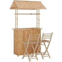 Berkfield Home 3 Piece Bar Set Bamboo in Brown
