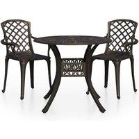 Berkfield Home 3 Piece Bistro Set Cast Aluminium Bronze in Brown