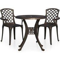 Berkfield Home 3 Piece Bistro Set Cast Aluminium Bronze in Brown