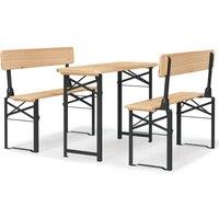 Berkfield Home 3 Piece Folding Beer Table Set Solid Wood Fir in Brown