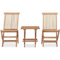 Berkfield Home 3 Piece Folding Outdoor Dining Set Solid Teak Wood in Brown