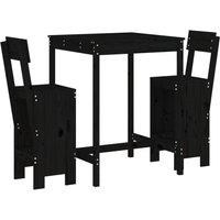 Berkfield Home 3 Piece Garden Bar Set Black Solid Wood Pine