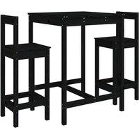 Berkfield Home 3 Piece Garden Bar Set Black Solid Wood Pine