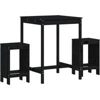 Berkfield Home 3 Piece Garden Bar Set Black Solid Wood Pine