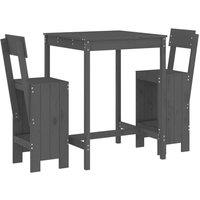 Berkfield Home 3 Piece Garden Bar Set Grey Solid Wood Pine