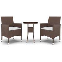 Berkfield Home 3 Piece Garden Bistro Set Poly Rattan & Tempered Glass Brown