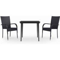 Berkfield Home 3 Piece Garden Dining Set Black