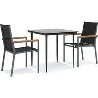 Berkfield Home 3 Piece Garden Dining Set Black Textilene & Steel