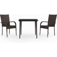 Berkfield Home 3 Piece Garden Dining Set Brown & Black