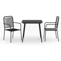 Berkfield Home 3 Piece Garden Dining Set Cotton Rope & Steel Black