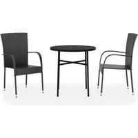 Berkfield Home 3 Piece Garden Dining Set Poly Rattan Black