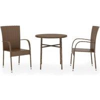 Berkfield Home 3 Piece Garden Dining Set Poly Rattan Brown