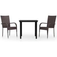 Berkfield Home 3 Piece Outdoor Dining Set Brown & Black