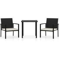 Berkfield Home 3 Piece Outdoor Dining Set Poly Rattan Black