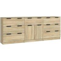 Berkfield Home 3 Piece Sideboards Sonoma Oak Engineered Wood in Light Oak
