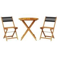 Berkfield Home 3 Piece Bistro Set Black Polypropylene & Solid Wood in Tan