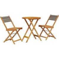 Berkfield Home 3 Piece Bistro Set Grey Polypropylene & Solid Wood in Brown
